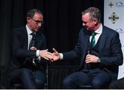 14 November 2018; Republic of Ireland manager Martin O'Neill, left, and Northern Ireland manager Michael O'Neill in attendance at the Co-operation Ireland Dinner, a function that saw delegations from both the Football Association of Ireland and Irish Football Association come together, at the Mansion House in Dublin. Photo by Stephen McCarthy/Sportsfile