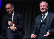 14 November 2018; Northern Ireland manager Michael O'Neill, right, and Republic of Ireland manager Martin O'Neill in attendance at the Co-operation Ireland Dinner, a function that saw delegations from both the Football Association of Ireland and Irish Football Association come together, at the Mansion House in Dublin. Photo by Stephen McCarthy/Sportsfile