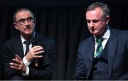 14 November 2018; Republic of Ireland manager Martin O'Neill, left, and Northern Ireland manager Michael O'Neill in attendance at the Co-operation Ireland Dinner, a function that saw delegations from both the Football Association of Ireland and Irish Football Association come together, at the Mansion House in Dublin. Photo by Stephen McCarthy/Sportsfile