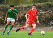 14 November 2018; Ryan Viggers of Wales in action against CJ Egan-Reilly of Republic of Ireland during the U16 Victory Shield match between Republic of Ireland and Wales at Mounthawk Park in Tralee, Kerry. Photo by Brendan Moran/Sportsfile