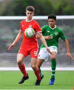 14 November 2018; Ryan Viggers of Wales in action against CJ Egan-Reilly of Republic of Ireland during the U16 Victory Shield match between Republic of Ireland and Wales at Mounthawk Park in Tralee, Kerry. Photo by Brendan Moran/Sportsfile