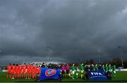 14 November 2018; The teams line up prior to the U16 Victory Shield match between Republic of Ireland and Wales at Mounthawk Park in Tralee, Kerry. Photo by Brendan Moran/Sportsfile