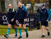 15 November 2018; Rory Best, Will Addison and Head coach Joe Schmidt arrive at Ireland Rugby squad training at Carton House in Maynooth, Co. Kildare. Photo by Harry Murphy/Sportsfile