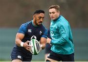 15 November 2018; Bundee Aki and Jordan Larmour during Ireland Rugby squad training at Carton House in Maynooth, Co. Kildare. Photo by Harry Murphy/Sportsfile