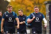 15 November 2018; Jordi Murphy and Tadhg Furlong arrive at Ireland Rugby squad training at Carton House in Maynooth, Co. Kildare. Photo by Harry Murphy/Sportsfile