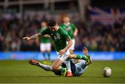 15 November 2018; Sean Maguire of Republic of Ireland in action against Stuart Dallas of Northern Ireland during the International Friendly match between Republic of Ireland and Northern Ireland at the Aviva Stadium in Dublin. Photo by Seb Daly/Sportsfile