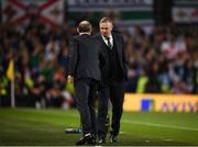 15 November 2018; Republic of Ireland manager Martin O'Neill and Northern Ireland manager Michael O'Neill shake hands after the International Friendly match between Republic of Ireland and Northern Ireland at the Aviva Stadium in Dublin. Photo by Stephen McCarthy/Sportsfile