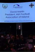 14 November 2018; David Martin, President of the Irish Football Association, speaking at the Co-operation Ireland Dinner, a function that saw delegations from both the Football Association of Ireland and Irish Football Association come together, at the Mansion House in Dublin. Photo by Stephen McCarthy/Sportsfile