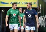 16 November 2018; Will Addison, right, and Jacob Stockdale arrive to the Ireland Rugby Captain's Run at the Aviva Stadium in Dublin. Photo by David Fitzgerald/Sportsfile