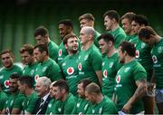 16 November 2018; Iain Henderson, centre, and team mates line up for their squad photo prior to the Ireland Rugby Captain's Run at the Aviva Stadium in Dublin. Photo by David Fitzgerald/Sportsfile