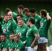 16 November 2018; The players line up for their squad photo prior to the Ireland Rugby Captain's Run at the Aviva Stadium in Dublin. Photo by David Fitzgerald/Sportsfile