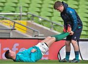 16 November 2018; Jonathan Sexton with physio Colm Fuller during the Ireland Rugby Captain's Run at the Aviva Stadium in Dublin. Photo by Matt Browne/Sportsfile