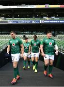 16 November 2018; Jordan Larmour, left, and Tadhg Furlong arrive to the Ireland Rugby Captain's Run at the Aviva Stadium in Dublin. Photo by David Fitzgerald/Sportsfile