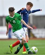 16 November 2018; Ben McCormack of Republic of Ireland in action against Liam Smith of Scotland during the U16 Victory Shield match between Republic of Ireland and Scotland at Mounthawk Park in Tralee, Kerry. Photo by Brendan Moran/Sportsfile