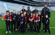 16 November 2018; World Rugby Champions, New Zealand All Blacks and Dublin GAA senior players were in Croke Park today at the AIG Heroes event, a CSR initiative to help support local grassroots communities by using their sporting partnerships with Dublin GAA and others to promote sport as a means to build self-confidence and social skills in young kids. As part of the visit to Croke Park, AIG also gifted primary schools in the area with sports equipment. AIG is proud sponsor of Dublin GAA and New Zealand Rugby. Pictured are New Zealand All Blacks Stars, from left, Jack Goodhue, Waisake Naholo, TJ Perenara and Patrick Tuipulotu with attendees from Rutland NS during the AIG Heroes Event at Croke Park, Dublin. Photo by Sam Barnes/Sportsfile