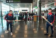 16 November 2018; Cork and Clare hurlers departed Dublin Airport for Boston today onboard an Aer Lingus flight. Aer Lingus, Title Sponsor and Official Airline of the Aer Lingus Fenway Hurling Classic, is thrilled to once again be supporting this unique cultural and sporting event, bringing four teams and 130 hurlers to Boston’s famous Fenway Park. Games will be broadcast on TG4 on Sunday, November 18th with Wexford v Limerick in the first semi-final and Clare v Cork in the second semi-final. Pictured at the Aer Lingus Fenway Hurling Classic - Send Off is Cork hurlers, Patrick Horgan and Shane Kingston at Dublin Airport, Dublin. Photo by Eóin Noonan/Sportsfile