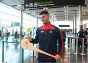 16 November 2018; Cork and Clare hurlers departed Dublin Airport for Boston today onboard an Aer Lingus flight. Aer Lingus, Title Sponsor and Official Airline of the Aer Lingus Fenway Hurling Classic, is thrilled to once again be supporting this unique cultural and sporting event, bringing four teams and 130 hurlers to Boston’s famous Fenway Park. Games will be broadcast on TG4 on Sunday, November 18th with Wexford v Limerick in the first semi-final and Clare v Cork in the second semi-final. Pictured at the Aer Lingus Fenway Hurling Classic - Send Off is Cork hurler, Shane Kingston at Dublin Airport, Dublin. Photo by Eóin Noonan/Sportsfile