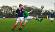 16 November 2018; Gavin O'Brien of Republic of Ireland is tackled by Liam Morrison of Scotland during the U16 Victory Shield match between Republic of Ireland and Scotland at Mounthawk Park in Tralee, Kerry. Photo by Brendan Moran/Sportsfile