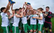 16 November 2018; The Northern Ireland team celebrate with the Victory Shield after the U16 Victory Shield match between Northern Ireland and Wales at Mounthawk Park in Tralee, Kerry. Photo by Brendan Moran/Sportsfile