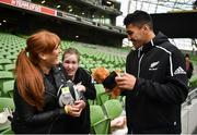 16 November 2018; Rieko Ioane of New Zealand with Laura Gaynor and her daughter Ava, age 11, from Celbridge, Co Kildare following the Captain's Run and Press Conference at the Aviva Stadium in Dublin. Photo by David Fitzgerald/Sportsfile