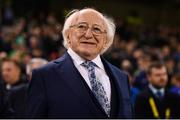 15 November 2018; President of Ireland Michael D Higgins prior to the International Friendly match between Republic of Ireland and Northern Ireland at the Aviva Stadium in Dublin. Photo by Stephen McCarthy/Sportsfile