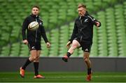 16 November 2018; Damian McKenzie, right, and Beauden Barrett during the New Zealand Rugby Captain's Run at the Aviva Stadium in Dublin. Photo by David Fitzgerald/Sportsfile