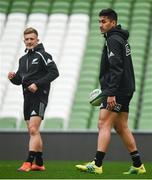 16 November 2018; Rieko Ioane, right, and Damian McKenzie during the New Zealand Rugby Captain's Run at the Aviva Stadium in Dublin. Photo by David Fitzgerald/Sportsfile