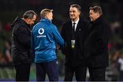 17 November 2018; Ireland head coach Joe Schmidt, second from left, with New Zealand coaches, from left, attack coach Ian Foster, defence coach Scott McLeod and head coach Steve Hansen prior to the Guinness Series International match between Ireland and New Zealand at the Aviva Stadium in Dublin. Photo by Brendan Moran/Sportsfile