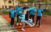 22 November 2018; To celebrate Dublin’s hosting of the UEFA EURO 2020 Qualifying Draw on December 2, 2018, the Football Association of Ireland and Dublin City Council have launched the Street Legends Community Football events. The Street Legends Community Football Events will take place on Wednesday, November 28 and Thursday, November 29 from 5pm to 8pm, and on Saturday, December 1 from 3pm to 6pm. The events will kick off on Little Britain Street on the Wednesday, followed by Mountjoy Square South on the Thursday, and then on Commons Street on the Saturday afternoon. Each event is free to attend and open to all ages and abilities. Participants will be able to test their skills against a wide range of football challenges. Irish and international football legends will also be in attendance to see what Dublin’s Street Legends have on offer. In attendance during Street Football Legends Launch are Caoimhe Nannery, aged 8, centre, with, from left, Cameron Tormey, aged 11, Jessica Ziu, Johnny Giles, Aaron Bolger and Murphy Alade, aged 11, at Ormond Square, in Dublin. Photo by Sam Barnes/Sportsfile