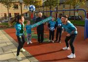 22 November 2018; To celebrate Dublin’s hosting of the UEFA EURO 2020 Qualifying Draw on December 2, 2018, the Football Association of Ireland and Dublin City Council have launched the Street Legends Community Football events. The Street Legends Community Football Events will take place on Wednesday, November 28 and Thursday, November 29 from 5pm to 8pm, and on Saturday, December 1 from 3pm to 6pm. The events will kick off on Little Britain Street on the Wednesday, followed by Mountjoy Square South on the Thursday, and then on Commons Street on the Saturday afternoon. Each event is free to attend and open to all ages and abilities. Participants will be able to test their skills against a wide range of football challenges. Irish and international football legends will also be in attendance to see what Dublin’s Street Legends have on offer. In attendance during Street Football Legends Launch are, from left, Jessica Ziu, Caoimhe Nannery, aged 8, Johnny Giles, Murphy Alade, aged 11, Cameron Tormey, aged 11, and Aaron Bolger, at Ormond Square, in Dublin. Photo by Sam Barnes/Sportsfile