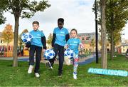 22 November 2018; To celebrate Dublin’s hosting of the UEFA EURO 2020 Qualifying Draw on December 2, 2018, the Football Association of Ireland and Dublin City Council have launched the Street Legends Community Football events. The Street Legends Community Football Events will take place on Wednesday, November 28 and Thursday, November 29 from 5pm to 8pm, and on Saturday, December 1 from 3pm to 6pm. The events will kick off on Little Britain Street on the Wednesday, followed by Mountjoy Square South on the Thursday, and then on Commons Street on the Saturday afternoon. Each event is free to attend and open to all ages and abilities. Participants will be able to test their skills against a wide range of football challenges. Irish and international football legends will also be in attendance to see what Dublin’s Street Legends have on offer. In attendance during Street Football Legends Launch are, from left, Cameron Tormey, aged 11, Murphy Alade, aged 11, and Caoimhe Nannery, aged 8, at Ormond Square, in Dublin. Photo by Sam Barnes/Sportsfile