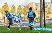 22 November 2018; To celebrate Dublin’s hosting of the UEFA EURO 2020 Qualifying Draw on December 2, 2018, the Football Association of Ireland and Dublin City Council have launched the Street Legends Community Football events. The Street Legends Community Football Events will take place on Wednesday, November 28 and Thursday, November 29 from 5pm to 8pm, and on Saturday, December 1 from 3pm to 6pm. The events will kick off on Little Britain Street on the Wednesday, followed by Mountjoy Square South on the Thursday, and then on Commons Street on the Saturday afternoon. Each event is free to attend and open to all ages and abilities. Participants will be able to test their skills against a wide range of football challenges. Irish and international football legends will also be in attendance to see what Dublin’s Street Legends have on offer. In attendance during Street Football Legends Launch are, from left, Cameron Tormey, aged 11, Murphy Alade, aged 11, and Caoimhe Nannery, aged 8, at Ormond Square, in Dublin. Photo by Sam Barnes/Sportsfile