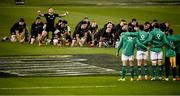 17 November 2018; The haka is performed by New Zealand's All Blacks prior to the Guinness Series International match between Ireland and New Zealand at the Aviva Stadium in Dublin. Photo by David Fitzgerald/Sportsfile