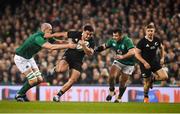 17 November 2018; Codie Taylor of New Zealand is tackled by Devin Toner, left, and Cian Healy of Ireland during the Guinness Series International match between Ireland and New Zealand at the Aviva Stadium in Dublin. Photo by David Fitzgerald/Sportsfile