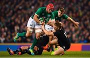 17 November 2018; Josh van der Flier of Ireland is tackled by Jack Goodhue of New Zealand during the Guinness Series International match between Ireland and New Zealand at the Aviva Stadium in Dublin. Photo by Ramsey Cardy/Sportsfile