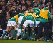 17 November 2018; Jacob Stockdale of Ireland is congratulated by team mates after scoring his side's first try during the Guinness Series International match between Ireland and New Zealand at the Aviva Stadium in Dublin. Photo by David Fitzgerald/Sportsfile