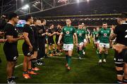 17 November 2018; Jonathan Sexton of Ireland and his team-mates are applauded off the pitch by New Zealand players following the Guinness Series International match between Ireland and New Zealand at the Aviva Stadium in Dublin. Photo by Brendan Moran/Sportsfile