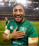 17 November 2018; Bundee Aki of Ireland celebrates following the Guinness Series International match between Ireland and New Zealand at the Aviva Stadium in Dublin. Photo by David Fitzgerald/Sportsfile