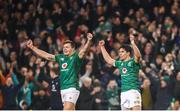 17 November 2018; Jacob Stockdale, left, and Joey Carbery of Ireland celebrate at the final whistle following the Guinness Series International match between Ireland and New Zealand at the Aviva Stadium in Dublin. Photo by David Fitzgerald/Sportsfile