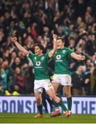 17 November 2018; Joey Carbery, left, and Jacob Stockdale of Ireland celebrate at the final whistle following the Guinness Series International match between Ireland and New Zealand at the Aviva Stadium in Dublin. Photo by David Fitzgerald/Sportsfile