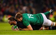 17 November 2018; Kieran Read of New Zealand is tackled by Iain Henderson of Ireland during the Guinness Series International match between Ireland and New Zealand at the Aviva Stadium in Dublin. Photo by Ramsey Cardy/Sportsfile