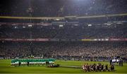 17 November 2018; New Zealand perform the 'Haka' ahead of the Guinness Series International match between Ireland and New Zealand at the Aviva Stadium in Dublin. Photo by Ramsey Cardy/Sportsfile