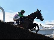 18 November 2018; Mighty Stowaway, with Rachael Blackmore up, jumps the last on their way to winning the Ryans Cleaning Handicap Steeplechase at Punchestown Racecourse in Naas, Co. Kildare. Photo by Seb Daly/Sportsfile