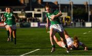 18 November 2018; Laura Sheehan of Ireland escapes the tackle by Jennine Duncan of USA on her way to scoring her side's first try during the Women's International Rugby match between Ireland and USA at Energia Park in Donnybrook, Dublin. Photo by Ramsey Cardy/Sportsfile