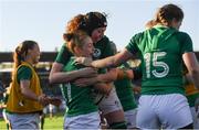 18 November 2018; Laura Sheehan of Ireland celebrates with team-mate Aoife McDermott after scoring her side's first try during the Women's International Rugby match between Ireland and USA at Energia Park in Donnybrook, Dublin. Photo by Ramsey Cardy/Sportsfile