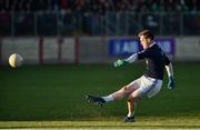 18 November 2018; Rory Beggan of Scotstown kicking a free in injury time to win the game during the AIB Ulster GAA Football Senior Club Championship semi-final match between Eoghan Rua Coleraine and Scotstown at Healy Park in Omagh, Tyrone. Photo by Oliver McVeigh/Sportsfile