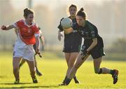 18 November 2018; Amy Ring of Foxrock-Cabinteely in action against Rosemary Courtney of Donaghmoyne during the All-Ireland Ladies Senior Club Football Championship Semi-Final 2018 match between Foxrock-Cabinteely and Donaghmoyne at Bray Emmets GAA Club in Bray, Wicklow. Photo by Brendan Moran/Sportsfile