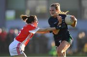 18 November 2018; Amy Connolly of Foxrock-Cabinteely in action against Sharon Courtney of Donaghmoyne during the All-Ireland Ladies Senior Club Football Championship Semi-Final 2018 match between Foxrock-Cabinteely and Donaghmoyne at Bray Emmets GAA Club in Bray, Wicklow. Photo by Brendan Moran/Sportsfile
