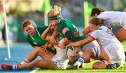 18 November 2018; Kelsi Stockert, left, Kate Zackary, centre, and Joyce Taufa of USA compete for possession with Jeamie Deacon, left, and Claire Molloy of Ireland during the Women's International Rugby match between Ireland and USA at Energia Park in Donnybrook, Dublin. Photo by Ramsey Cardy/Sportsfile