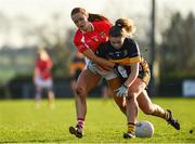 18 November 2018; Aisling O'Sullivan of Mourneabbey in action against Siobhan Divilly of Kilkerrin-Clonberne during the All-Ireland Ladies Senior Club Football Championship Semi-Final 2018 match between Kilkerrin-Clonberne and Mourneabbey at Clonberne Sports Field in Ballinasloe, Galway.   Photo by Eóin Noonan/Sportsfile